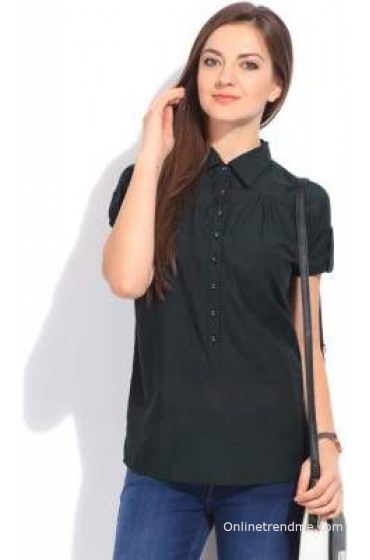 Flying Machine Casual Short Sleeve Solid Women's Top Flying Machine Casual Short Sleeve Solid Women's Top